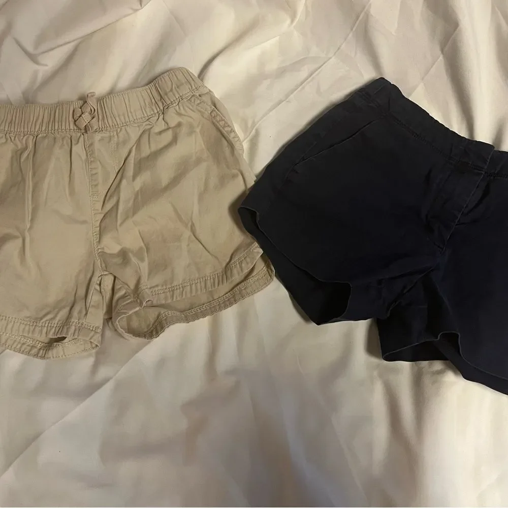 The Children's Place khaki & J.E Crew Navy Blue Girls Shorts Size 8 Lot of 2